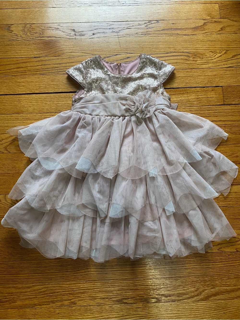 Isobella & Chloe Blush Pink Sequin Tiered Tulle Dress